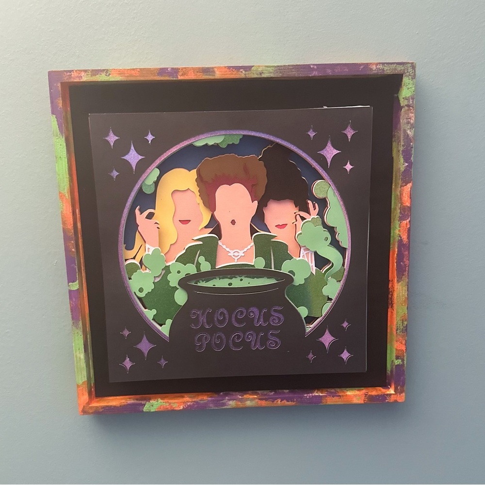 Something Witchy This Way Comes 3D Cardstock Art - Handmade